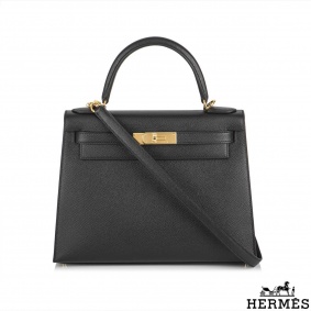 Herms Kelly II Sellier 28 cm Noir Epsom GHW Handbag